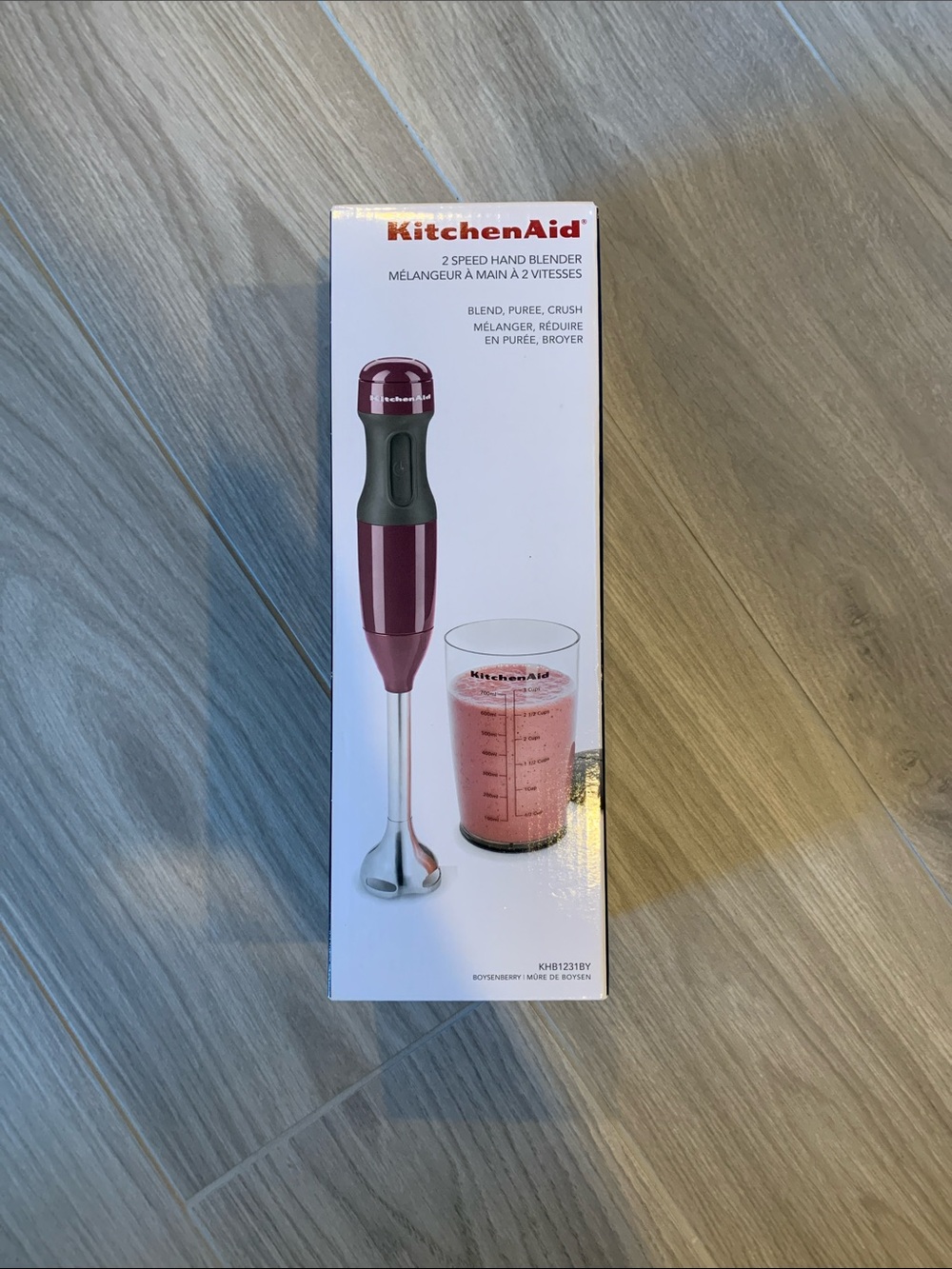 KitchenAid Hand Blender in Deep Burgundy with Gray Grip